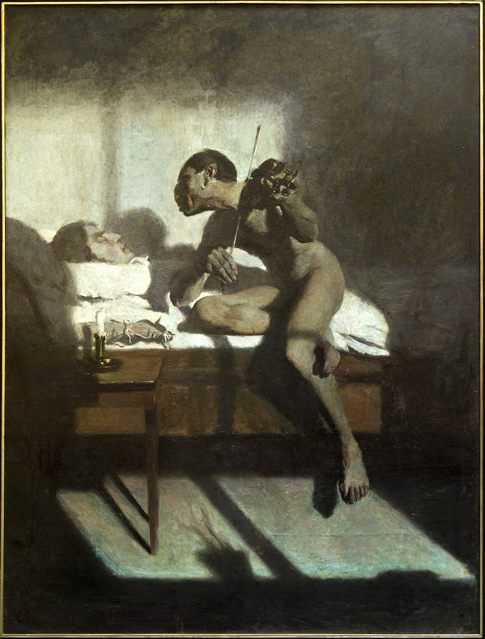 Edward Okuń, Śmierć Paganiniego, oil on canvas, 184 x 138 cm, owned by Muzeum Lubelskie in Lublin